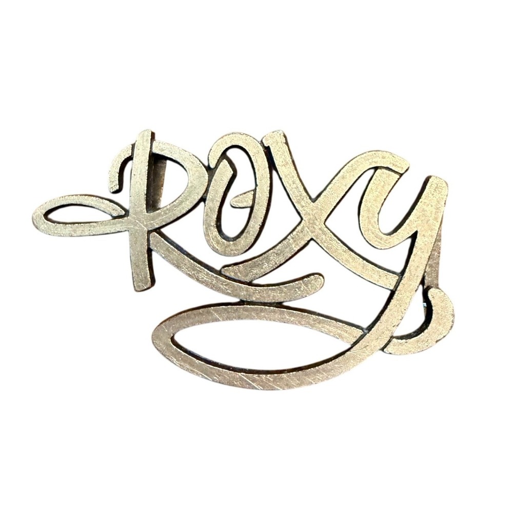 Vintage Roxy Script Logo Purse Emblem Silver Tone Bag Hardware Y2K Surf Skate